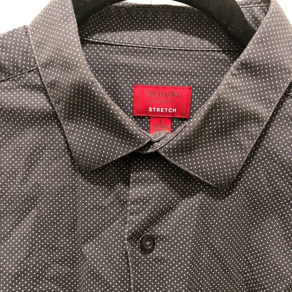 Men’s Grey and White Dot Dress Shirt - Picture 2 of 4